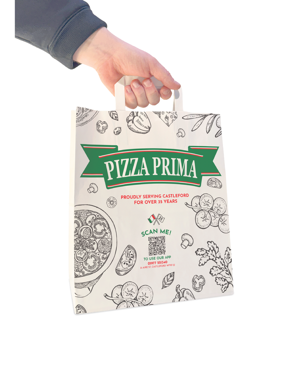 Custom Printed Paper Bags with Handles – 250 Units